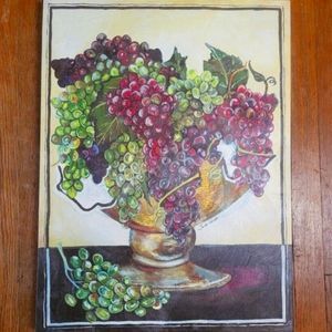 "Bowl Of Grapes" Canvas Signed 'Jennifer Garant'